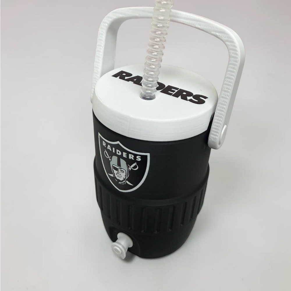 NFL Raiders Black and White Beverage Cooler Jug with Straw